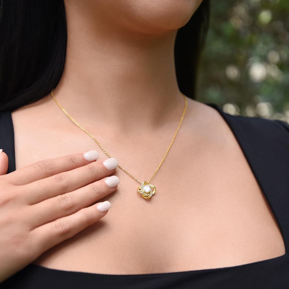 H2W-N07 - Gift For Wife: "Queen Of My Heart - Straighten Your Crown" Knot Necklace