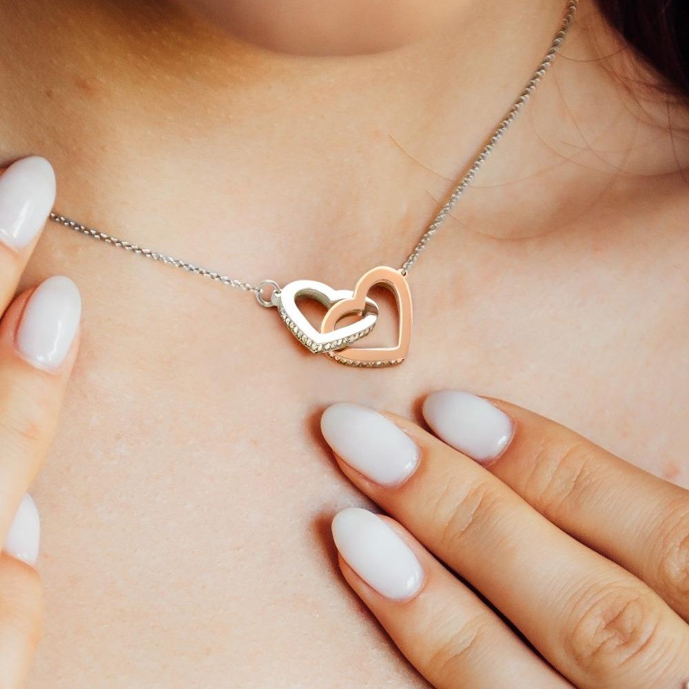 Mom To Daughter - "Remember Whose Daughter" Interlocking Hearts 3D Necklace