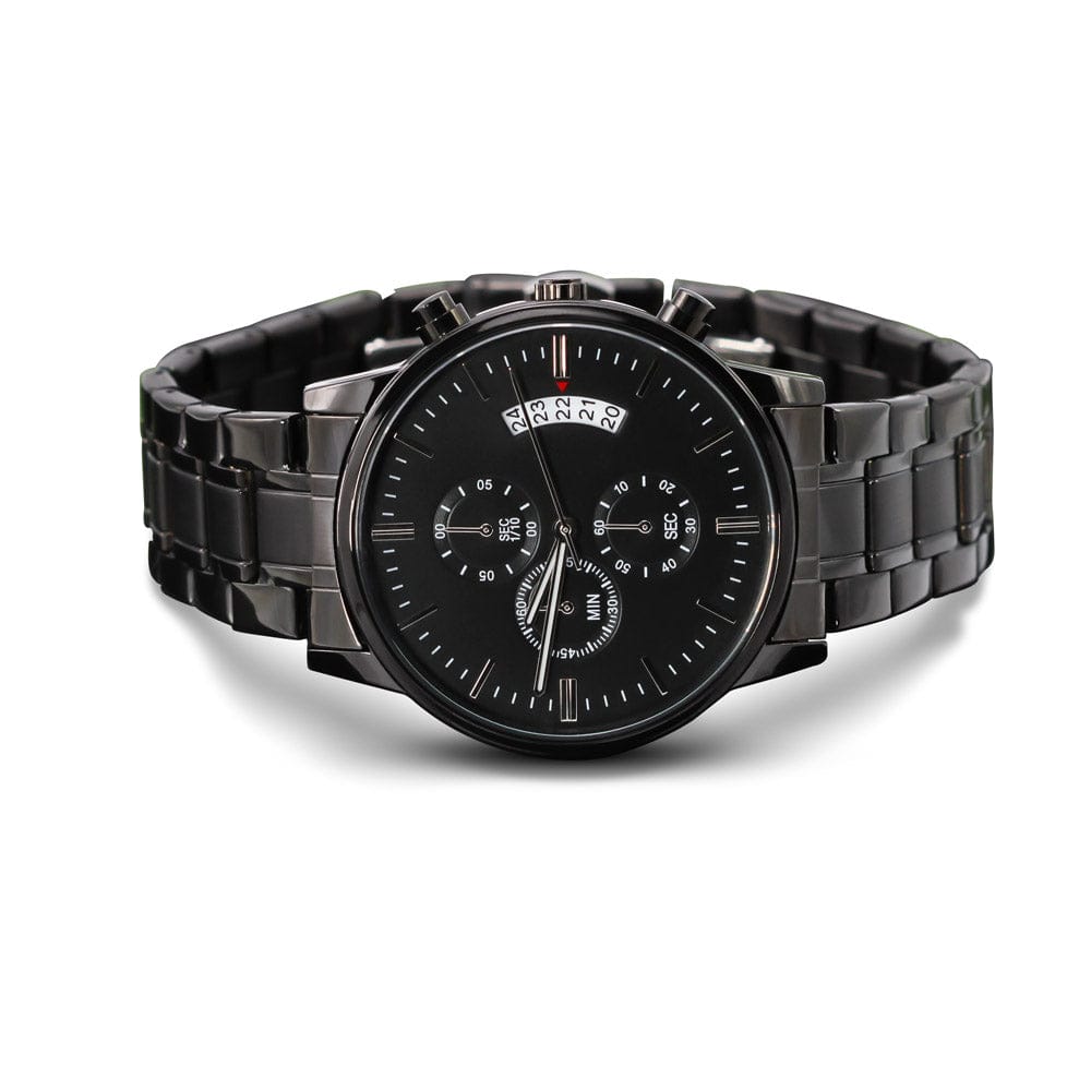 To My Stepdad - "Heart Makes Us Family" Engraved Mens Luxury Chronograph Watch