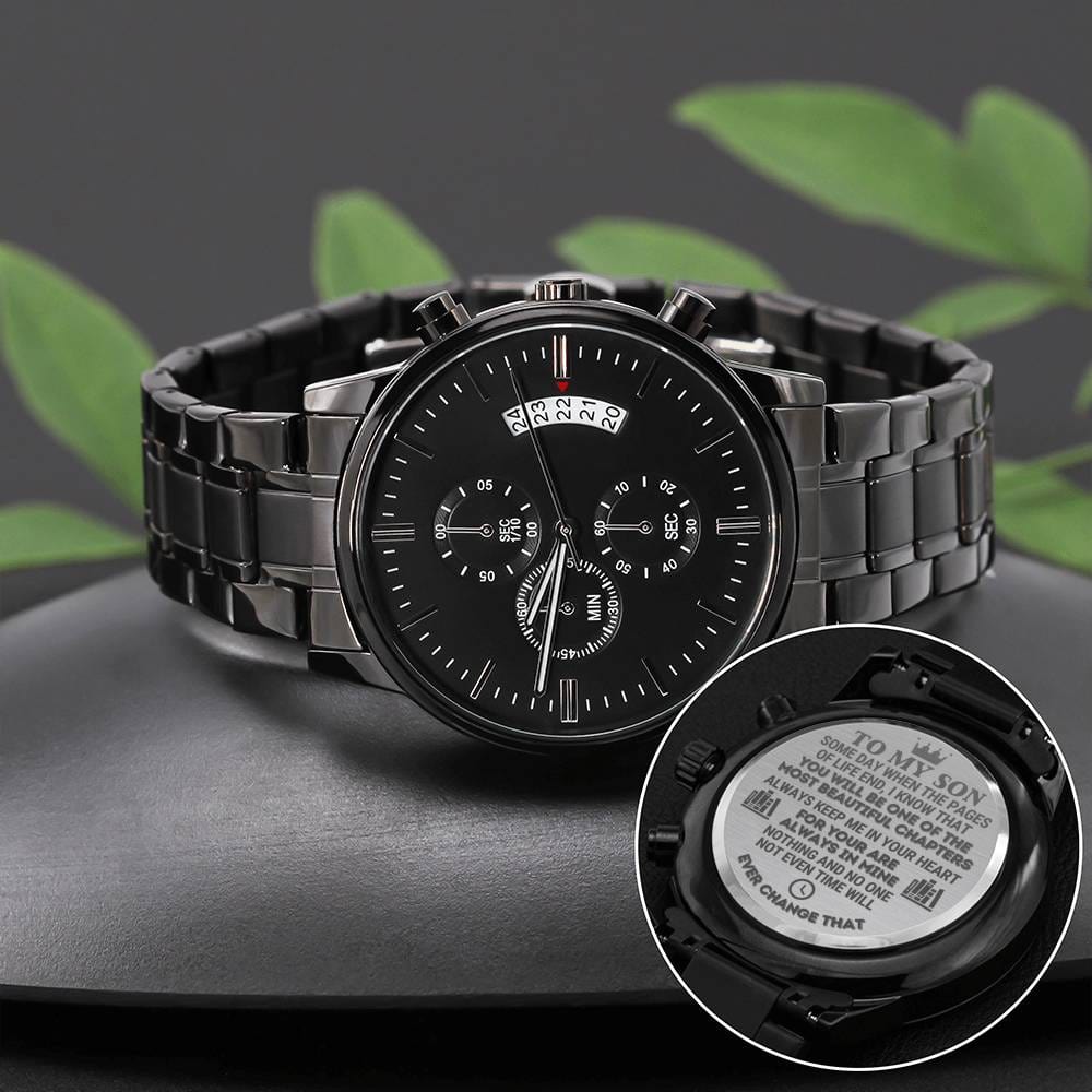 To My Son - "Most Beautiful Chapters" Engraved Mens Luxury Chronograph Watch