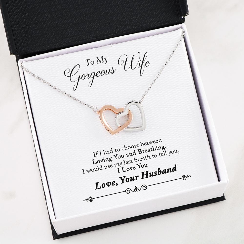 Husband To Wife - "Last Breath" Interlocking Hearts 3D Necklace