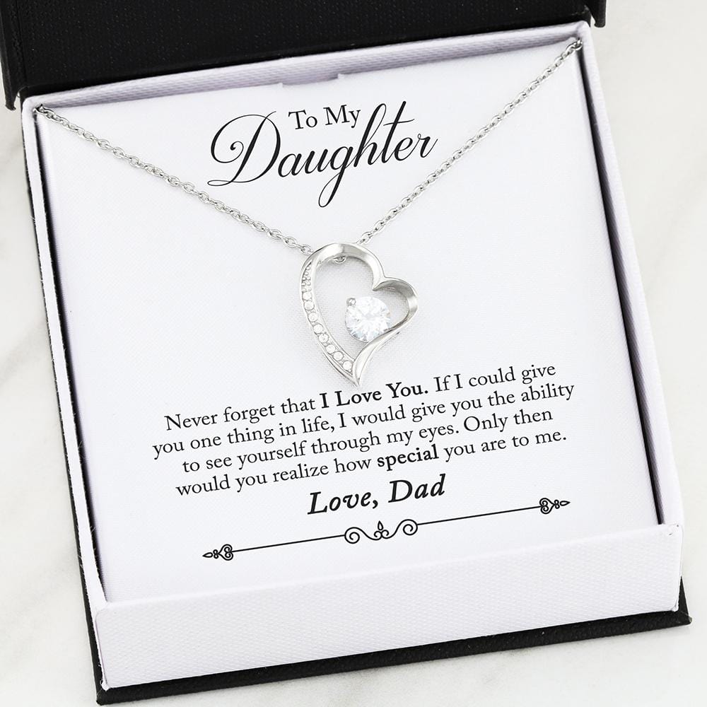 Dad To Daughter - "Never Forget" Forever Love 3D Heart Necklace