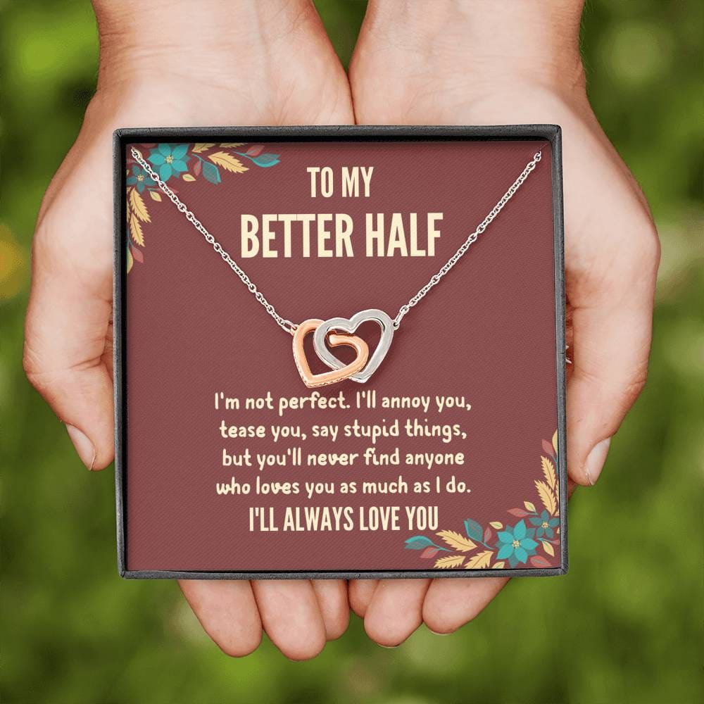 To My Better Half - "I'm Not Perfect" Interlocking Hearts 3D Necklace