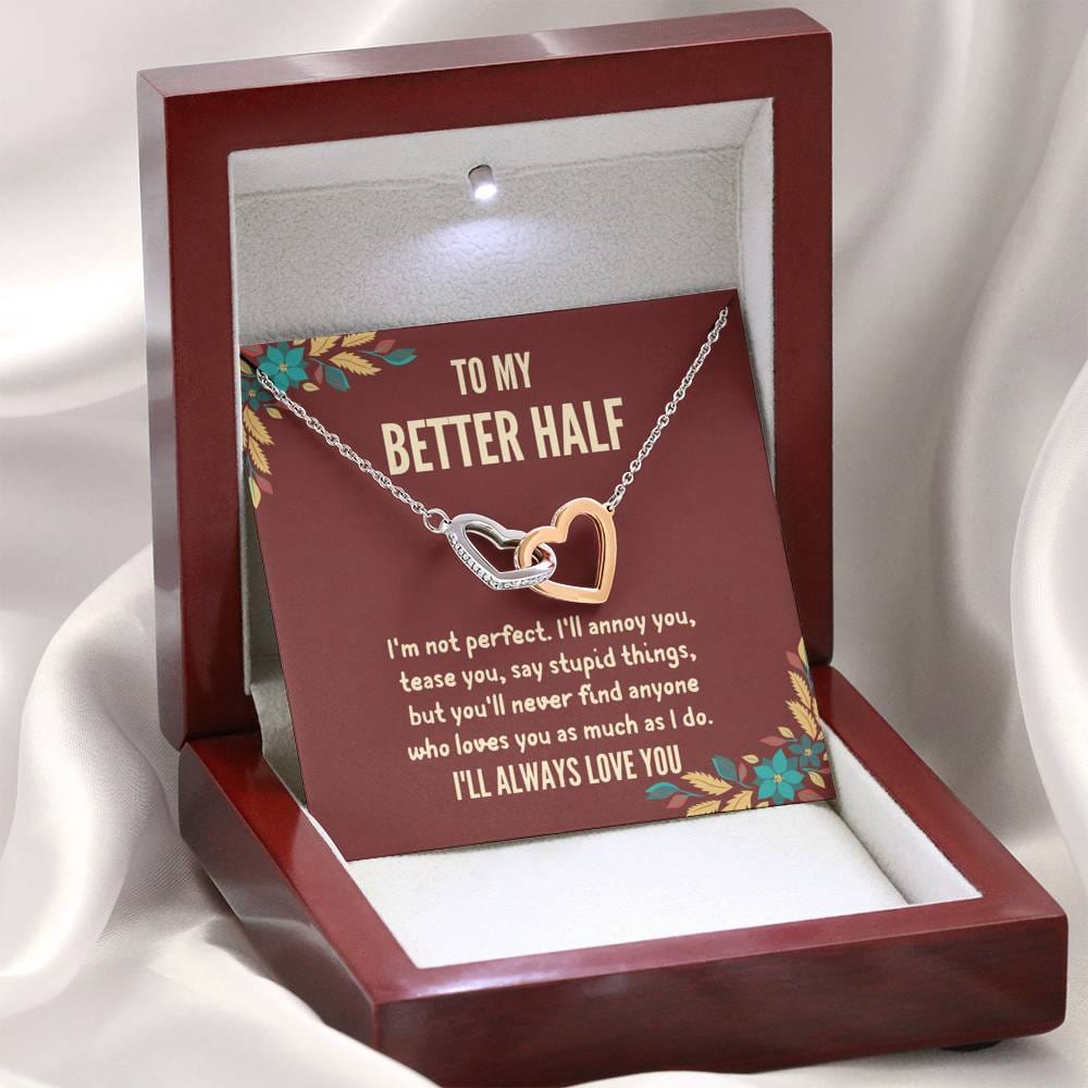 To My Better Half - "I'm Not Perfect" Interlocking Hearts 3D Necklace
