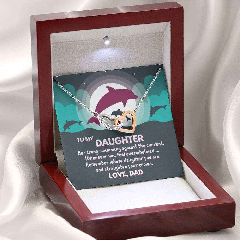 Dad To Daughter - "Remember Whose Daughter" Interlocking Hearts 3D Necklace