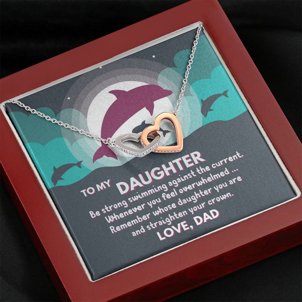 Dad To Daughter - "Remember Whose Daughter" Interlocking Hearts 3D Necklace
