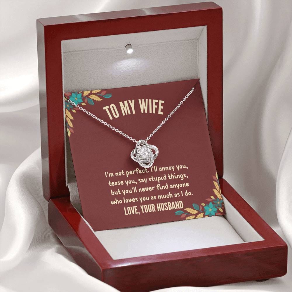 Husband To Wife - "I'm Not Perfect" Love Knot 3D Necklace