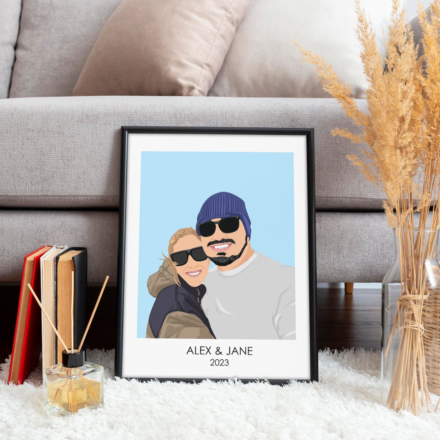 Custom Names & Dates Couples Portrait