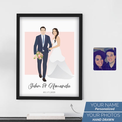 Personalized Wedding Couple Illustration Portrait