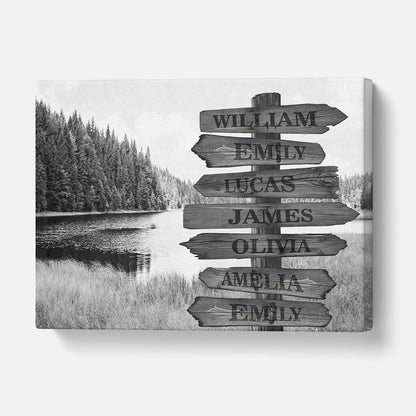 Custom Multiple Names Lake Canvas