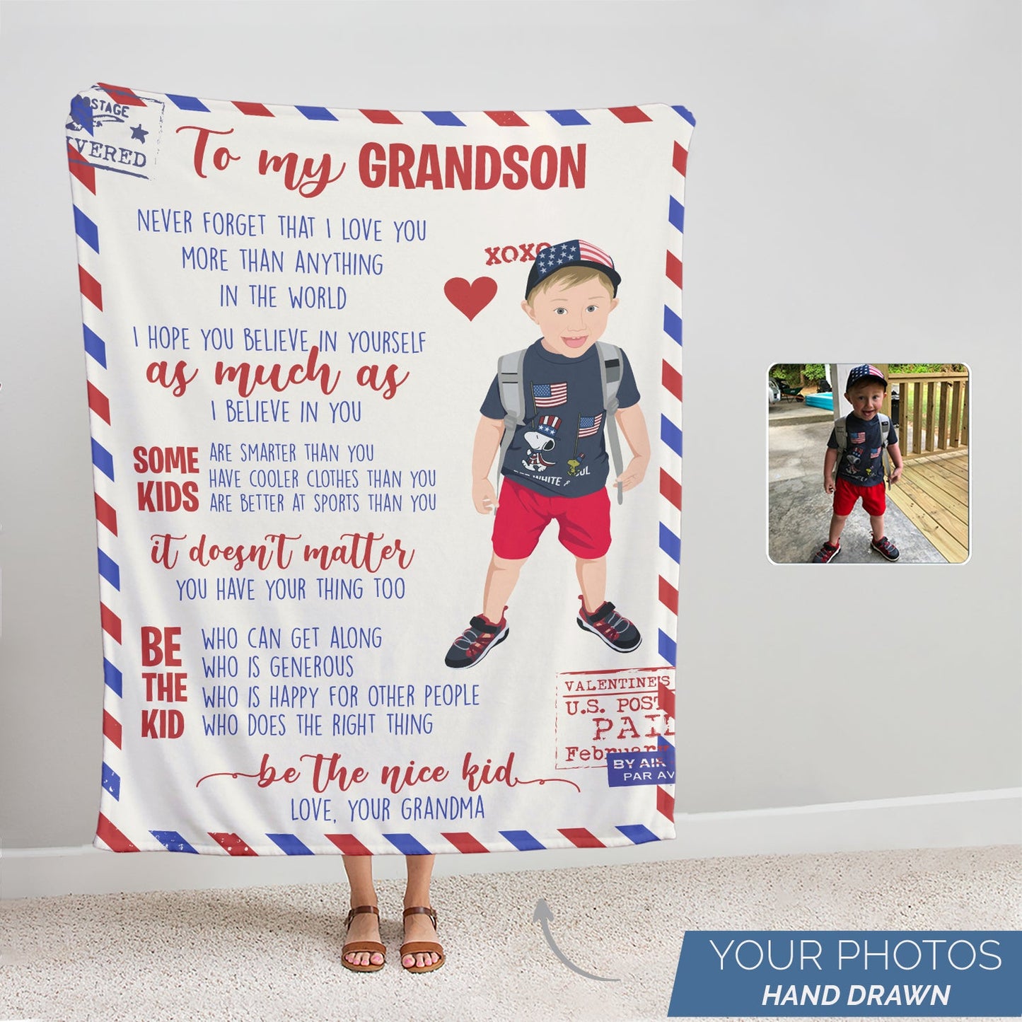 To My Grandson Letter Blanket Personalized