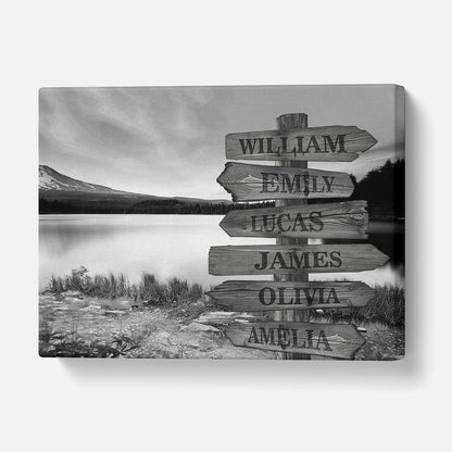 Custom Multiple Names Mountain Canvas