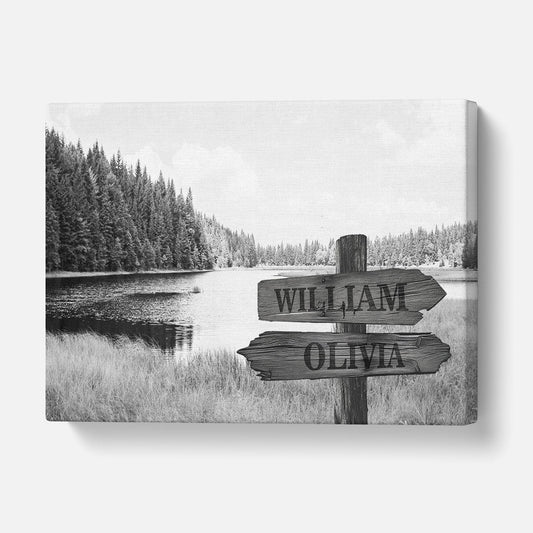 Custom Multiple Names Lake Canvas