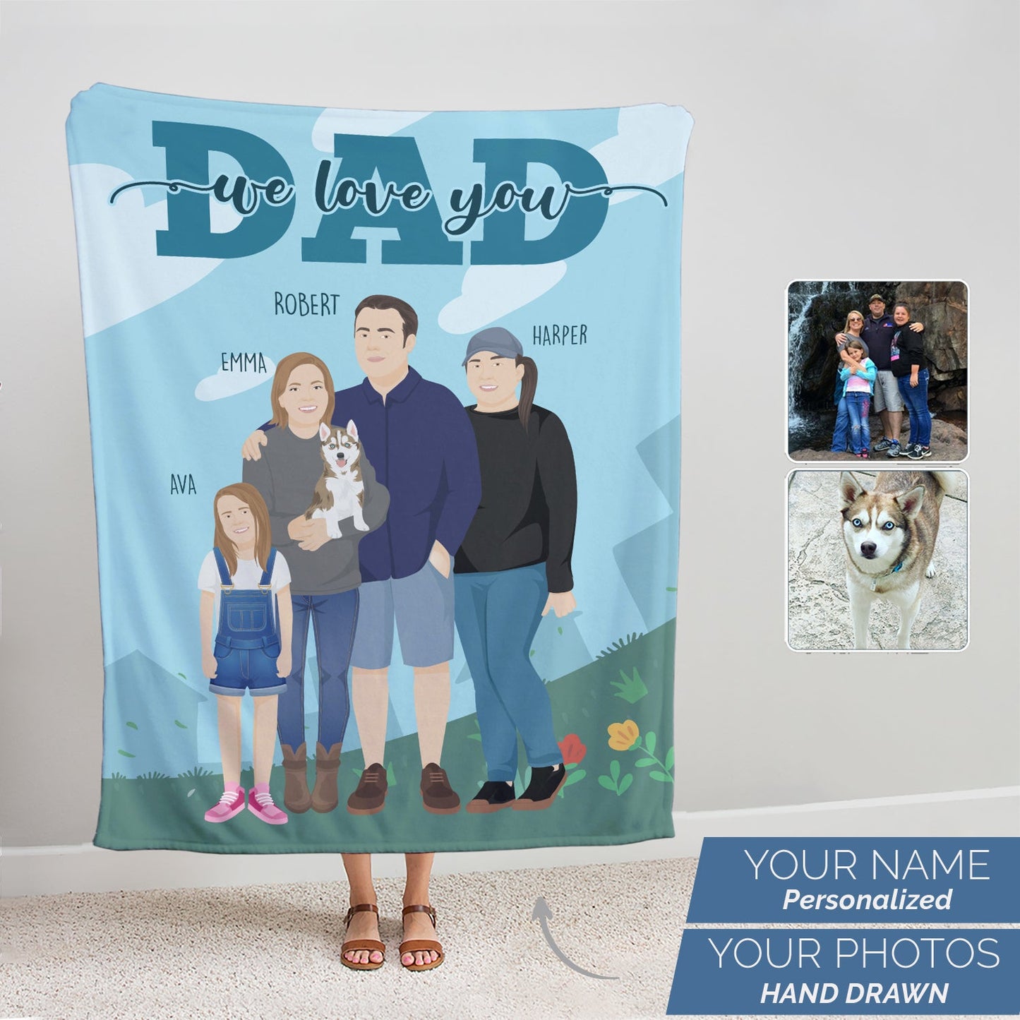 We Love You Dad Blanket Personalized