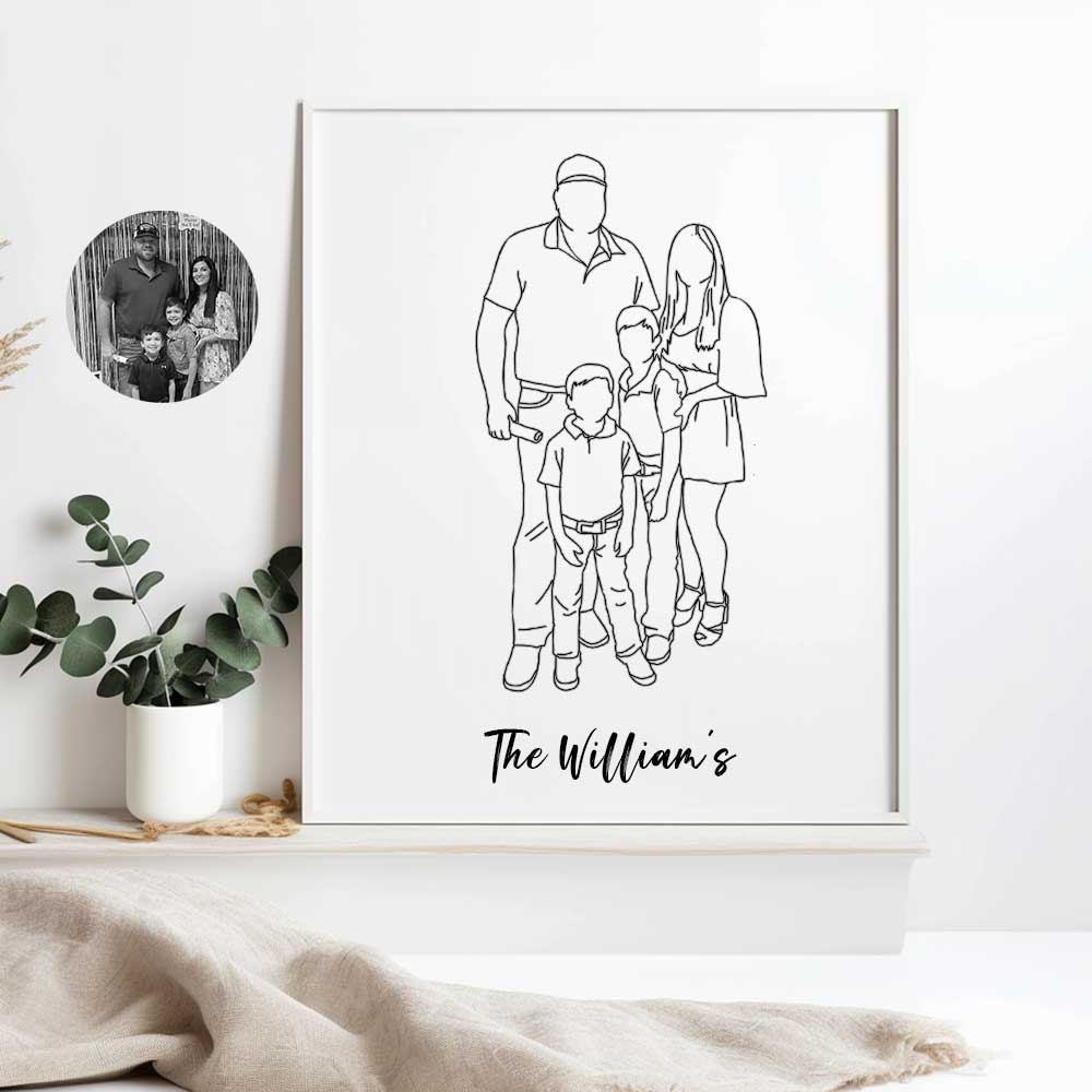 Custom Line Art Family Portrait