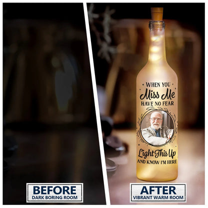 Custom Photo A Star In The Heavens bottle light - Before/After, glowing, personalized glass bottle design