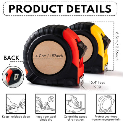 Personalized tape measure product details, featuring size and material. 'Our love for you is immeasurable' message.