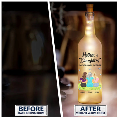 Before & After: Illuminated 'Mother & Daughter' Bottle Light, frosted glass, LED lights, a unique gift