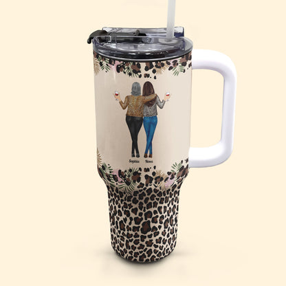 Personalized 40oz tumbler with straw for daughter featuring leopard print and "To My Daughter" design, a thoughtful gift.