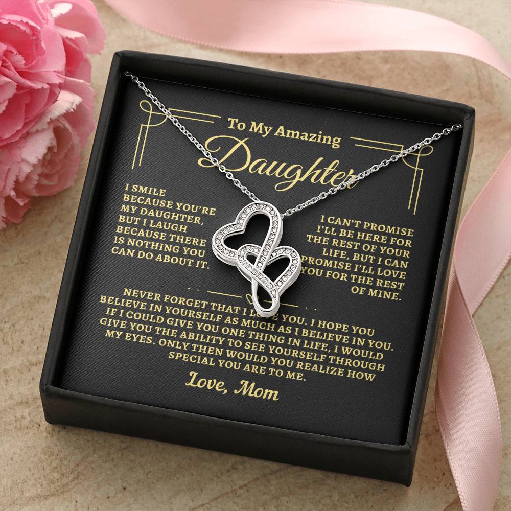 To Daughter from Mom - "I Believe In You" Heart-To-Heart Necklace - M2D1