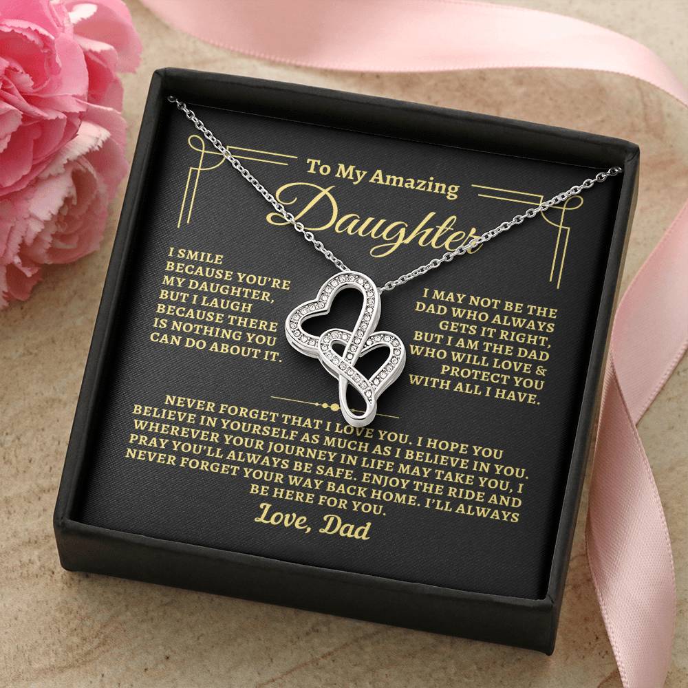 To Daughter from Dad - "Way Back Home" Heart-To-Heart Necklace - D2D3