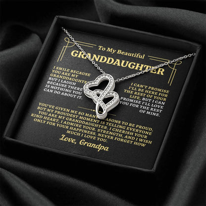 To Granddaughter from Grandpa - "Proudest Moment" Heart-To-Heart Necklace - GP2GD2