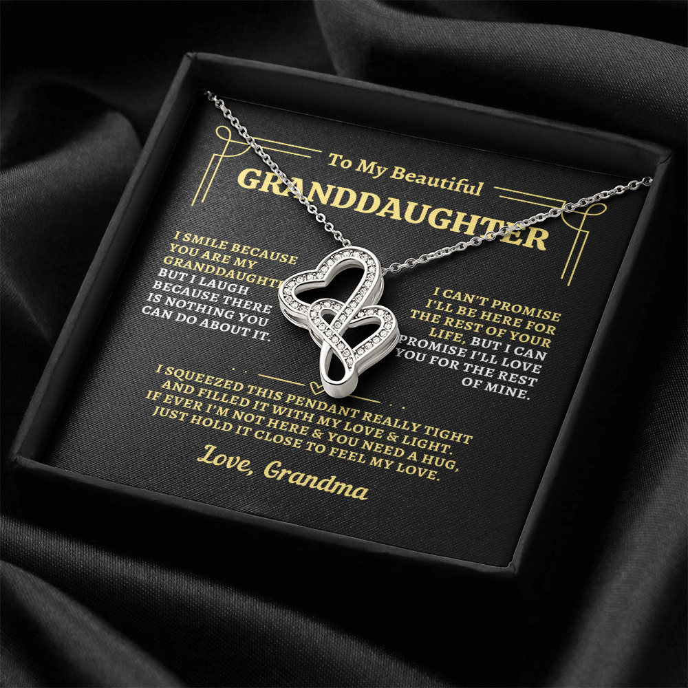 To Granddaughter from Grandma - "Feel My Love" Heart-To-Heart Necklace - GM2GD1