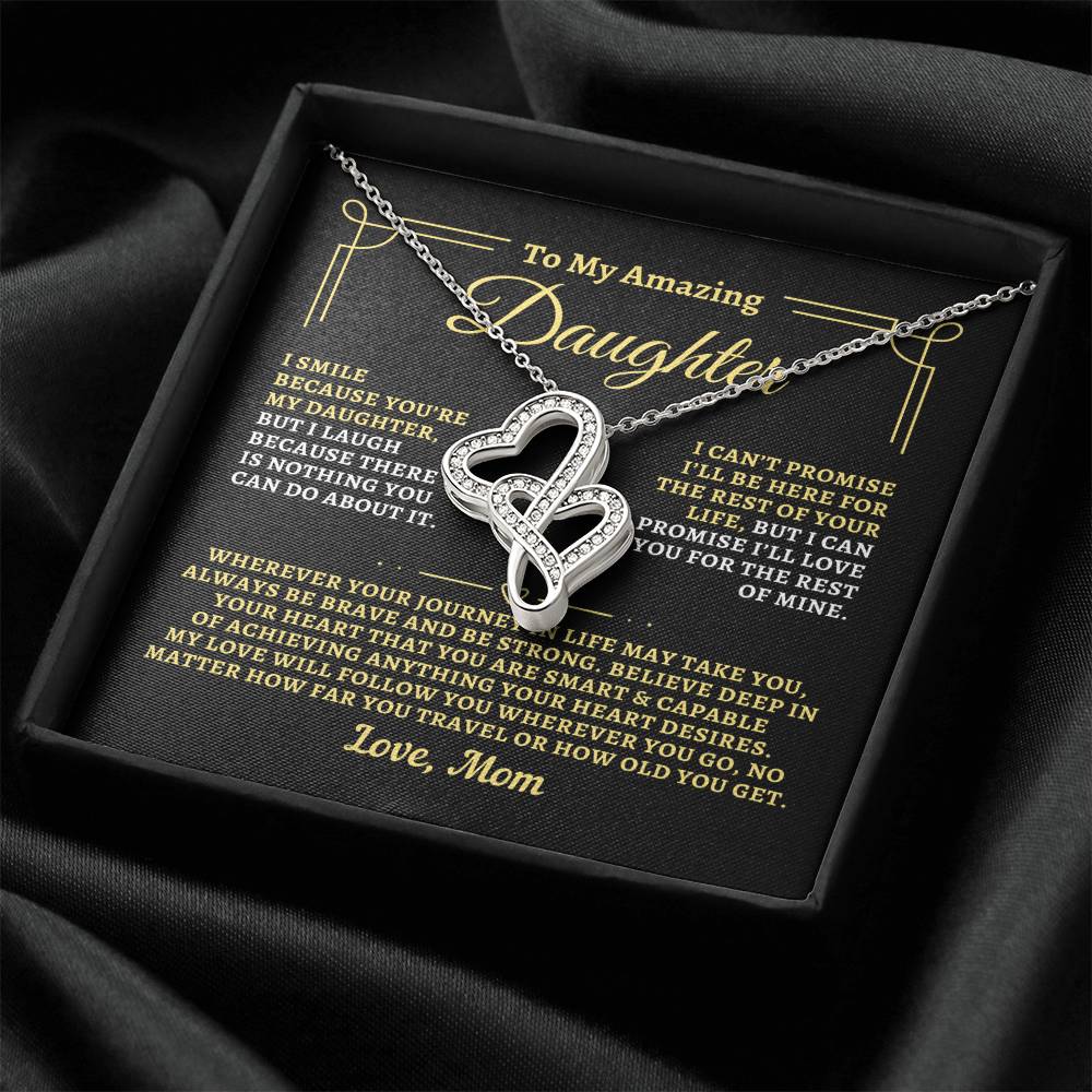 To Daughter from Mom - "My Love Will Follow" Heart-To-Heart Necklace - M2D3