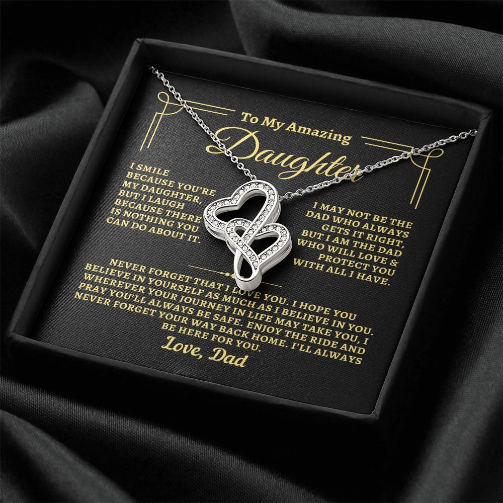 To Daughter from Dad - "Way Back Home" Heart-To-Heart Necklace - D2D3