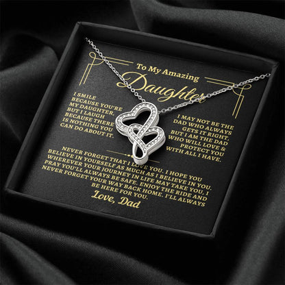 To Daughter from Dad - "Way Back Home" Heart-To-Heart Necklace - D2D3