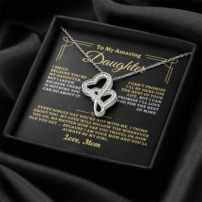 To Daughter from Mom - "Think About You" Heart-To-Heart Necklace - M2D4