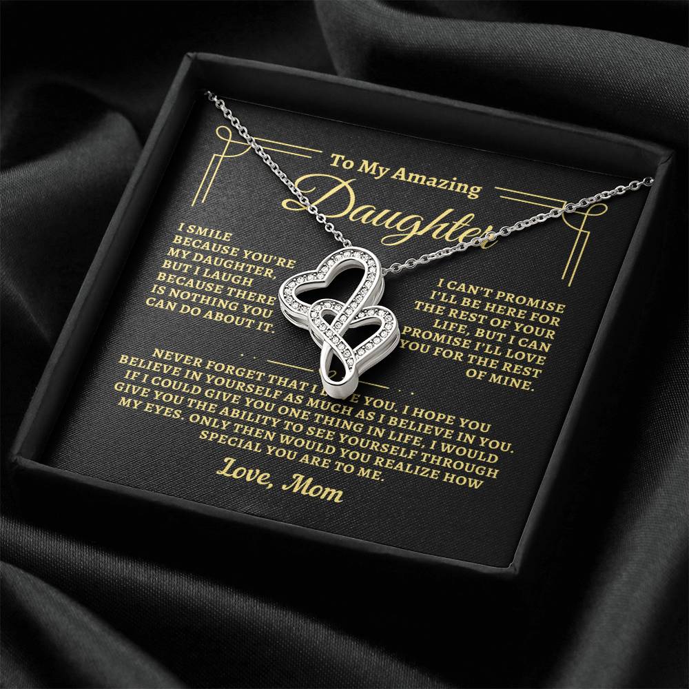 To Daughter from Mom - "I Believe In You" Heart-To-Heart Necklace - M2D1