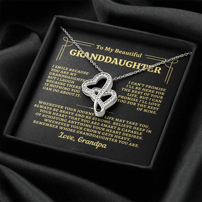 To Granddaughter from Grandpa - "Remember" Heart-To-Heart Necklace - GP2GD1