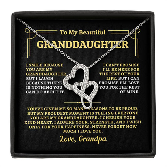 To Granddaughter from Grandpa - "Proudest Moment" Heart-To-Heart Necklace - GP2GD2