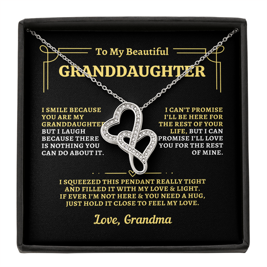 To Granddaughter from Grandma - "Feel My Love" Heart-To-Heart Necklace - GM2GD1