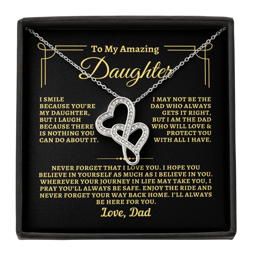 To Daughter from Dad - "Way Back Home" Heart-To-Heart Necklace - D2D3