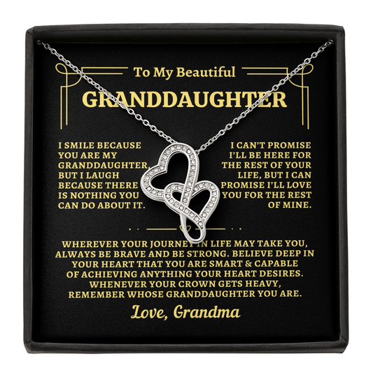 To Granddaughter from Grandma - "Remember" Heart-To-Heart Necklace - GM2GD2