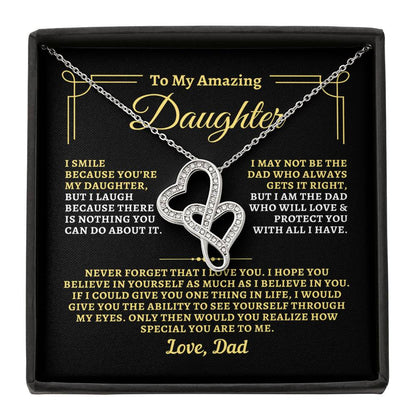 To Daughter from Dad - "I Believe In You" Heart-To-Heart Necklace - D2D1