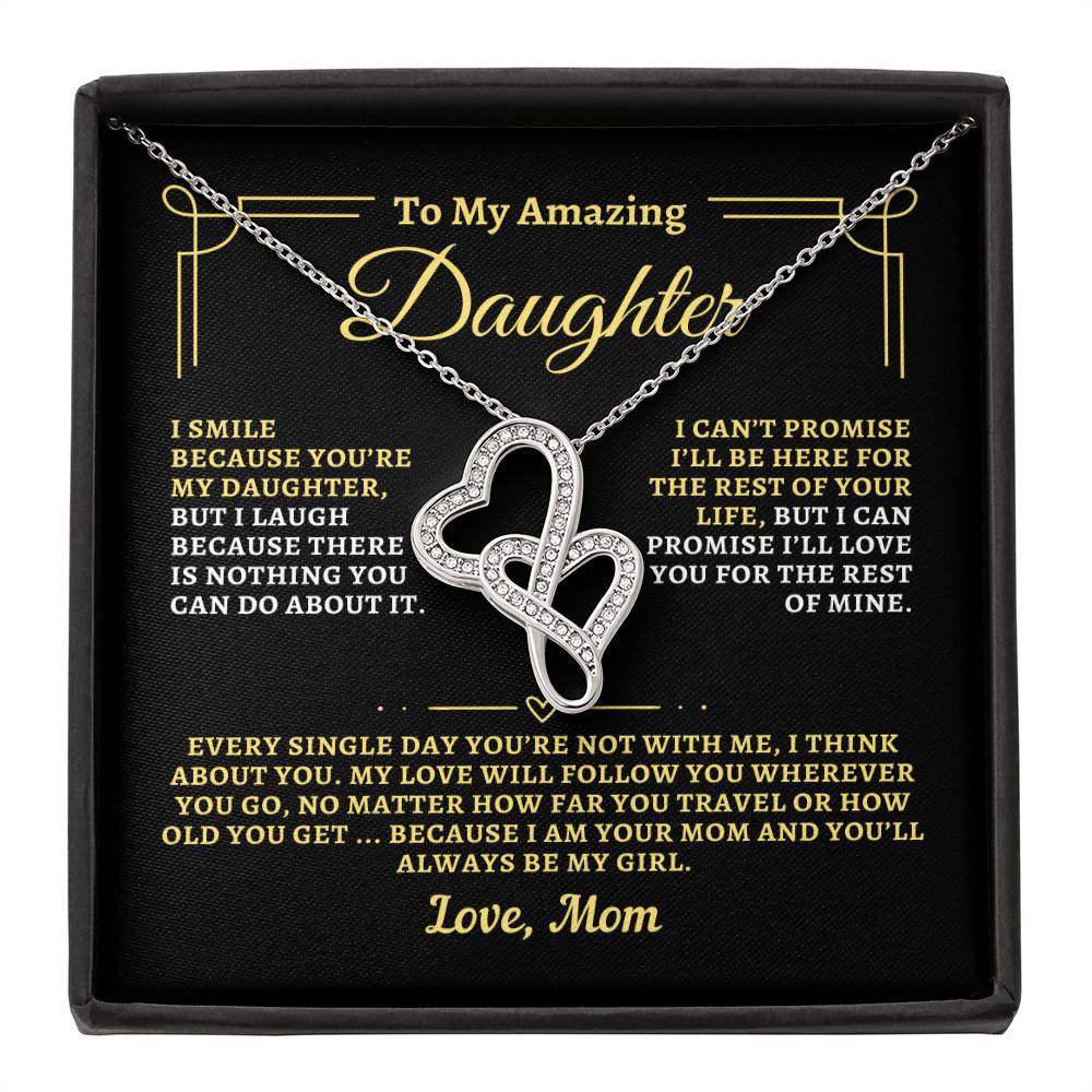 To Daughter from Mom - "Think About You" Heart-To-Heart Necklace - M2D4