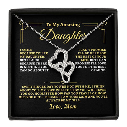 To Daughter from Mom - "Think About You" Heart-To-Heart Necklace - M2D4