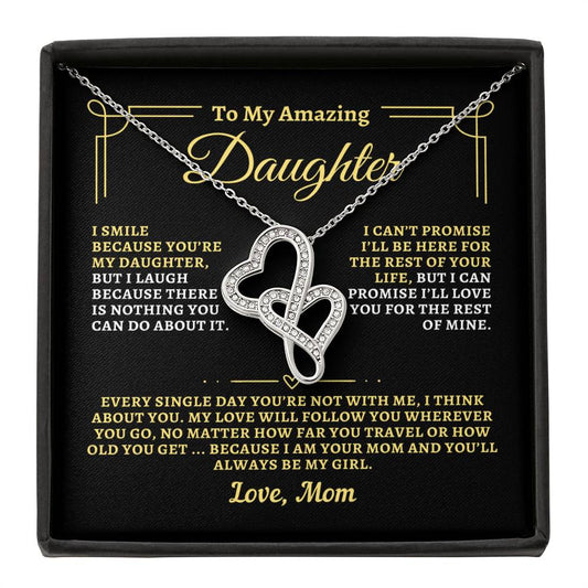 To Daughter from Mom - "Think About You" Heart-To-Heart Necklace - M2D4