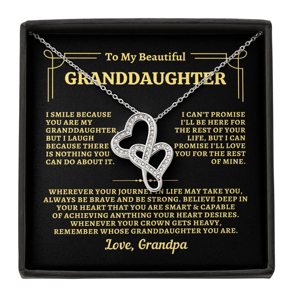 To Granddaughter from Grandpa - "Remember" Heart-To-Heart Necklace - GP2GD1