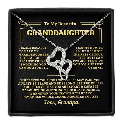 To Granddaughter from Grandpa - "Remember" Heart-To-Heart Necklace - GP2GD1
