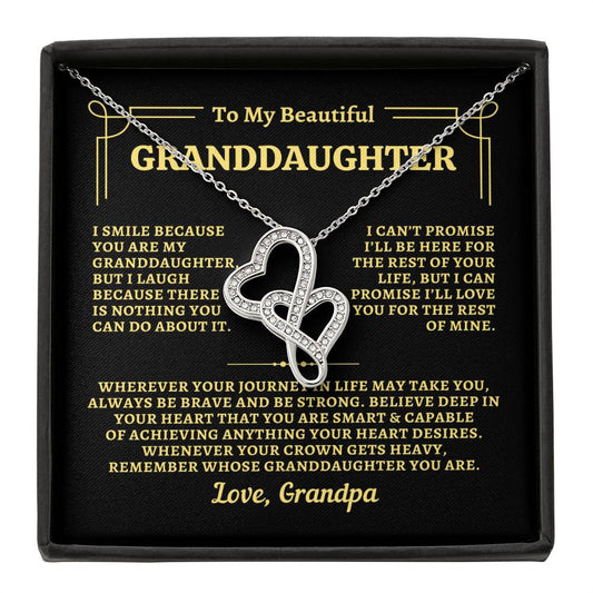 To Granddaughter from Grandpa - "Remember" Heart-To-Heart Necklace - GP2GD1