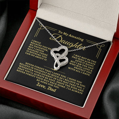 To Daughter from Dad - "Way Back Home" Heart-To-Heart Necklace - D2D3