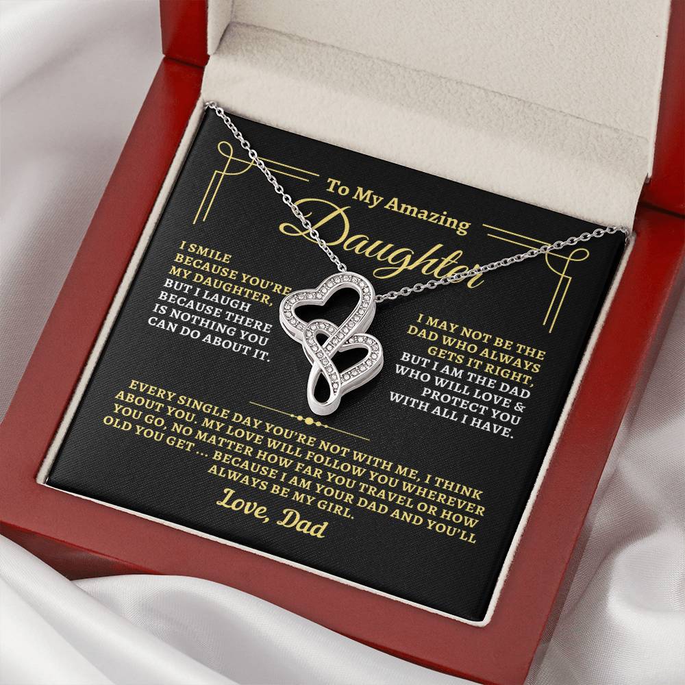 To Daughter from Dad - "I Think About You" Heart-To-Heart Necklace - D2D2