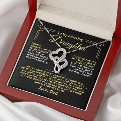 To Daughter from Dad - "I Believe In You" Heart-To-Heart Necklace - D2D1