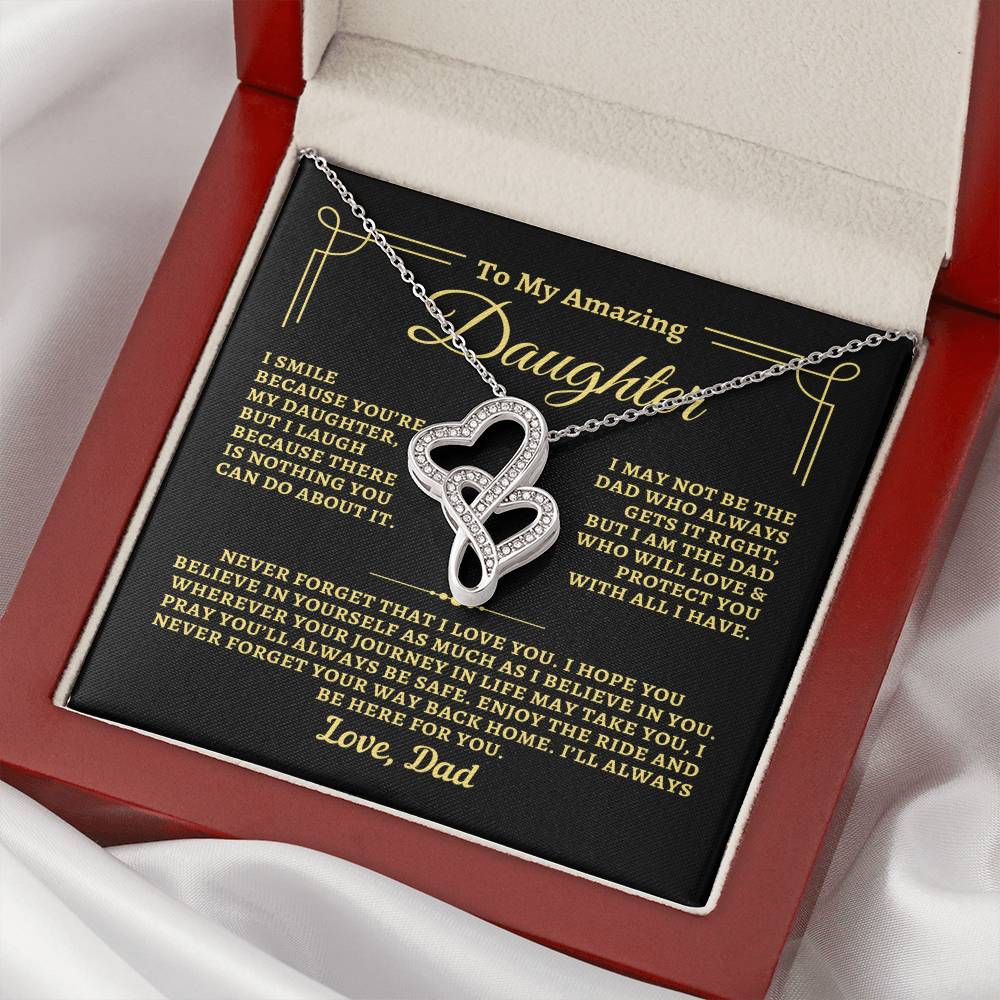 To Daughter from Dad - "Way Back Home" Heart-To-Heart Necklace - D2D3