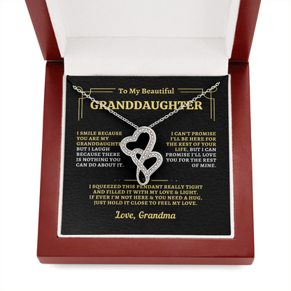 To Granddaughter from Grandma - "Feel My Love" Heart-To-Heart Necklace - GM2GD1