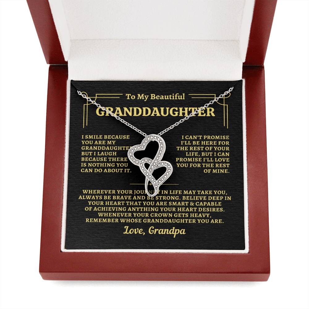 To Granddaughter from Grandpa - "Remember" Heart-To-Heart Necklace - GP2GD1